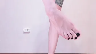 Blue Flip Flops and Bare Feet/toes Tease