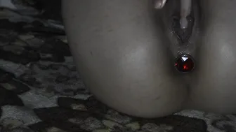 Finger Fuck myself at Night with a Booty Plug in