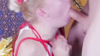 Tied 18 year old throat banged roughly