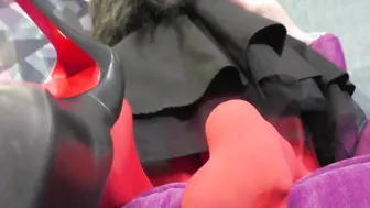 Gf Legs into Hot Colored Stockings Tease