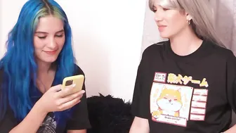 2 young lusty latinas explore their sexuality together and view porn while