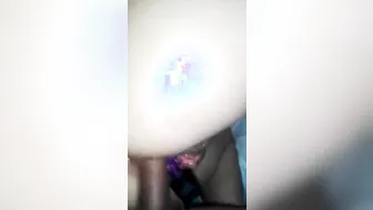 Doggy Style Marivi with her Vaginal Toy for Anal Wearing
