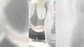 Breasts Shaking Vehicle Windows Washing