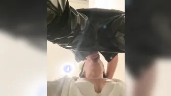 A Man Screwed a Secretary inside the Mouth with a Gigantic Juicy Cock into the Office Restroom. Deep Throat Blowjo