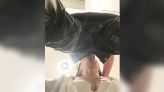 A Man Screwed a Secretary inside the Mouth with a Gigantic Juicy Cock into the Office Restroom. Deep Throat Blowjo