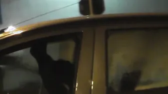 Sharing my bimbo ex-wife with a stranger inside vehicle inside front of