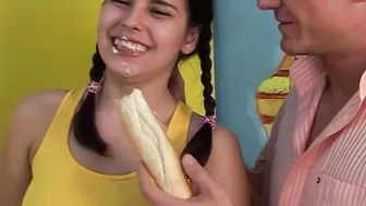 Bushy Bombshell pounded inside the kitchen (Remastered)