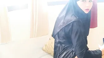 Shameless Muslim women Masturbates with a Cigarette on the Balcony