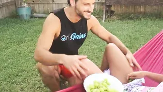 Perfect Hispanic fiance Jolla getting twat eaten while lounging on a hammock