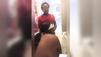 Restroom sloppy Blowjob from stepsister home chick while she was