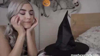 A young witch conjures a cock to have sex at