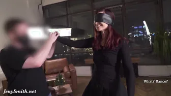 Cream banana and blindfolded crazy sexy woman