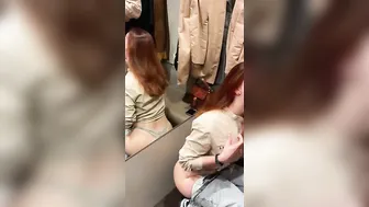 Outside fitting room BLOWJOB and Boned KleoModel Drink cum
