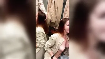 Outside fitting room BLOWJOB and Boned KleoModel Drink cum