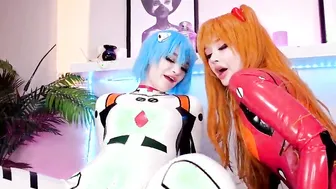 Rei and Asuka with dirty gigantic sex toys