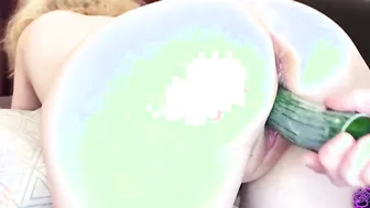 I put a carrot a banana a cucumber a huge zucchini inside