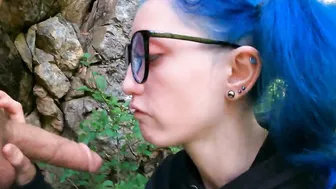 babe with Blue Hair Loves to have Sex into the Mountains