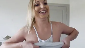 Beautiful freaky blonde stepsis Zoe Parker came and started sucking off gigantic penis