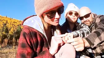 point of view Polyamorous Hunnys Tag-Team Hubbys Penis Outside