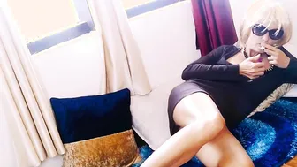 sexy Amateur Blonde Smokes Cigarettes and Sexually Moves into Hot Dress