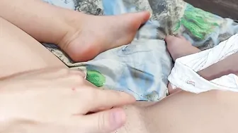 Student caresses her insanely soak twat to orgasm