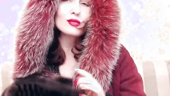 Fur bondage mommy into fur coat fur gloves and fur