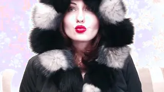 Fur bondage mommy into fur coat fur gloves and fur