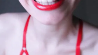 Point of view FELLATIO RED LIPS HUGE MOUTH BDSM ASMR CLOSE UP TOY SUCK HAND JOB DRIPPING BOMBSHELL