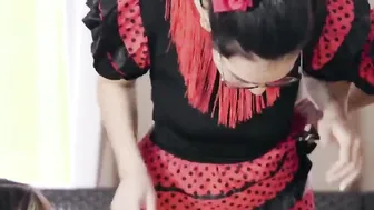 Homemade flamenco class turns to foursome banged party