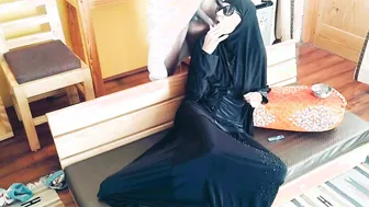 Arabic cunt with mouth Smoking with Penis and Sperm on her Perfect Hijab Face