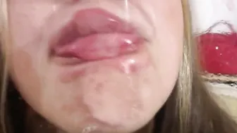Having fun with glass and some lipstick
