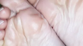 French Pedicured Toes and Wrinkled Soles Close up