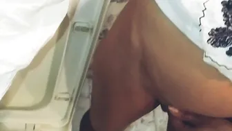 Man Smoking  Pee inside Restroom Hoe Women Watching Holding Penis