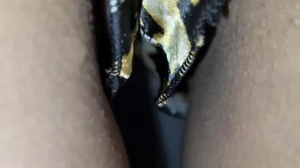 Flashing my Unshaved Snatch inside Leopard Shorts