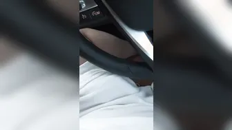 Step Milf Hand Slip under Step Son Leggings while Driving the Vehicle Making Cum on her Hands
