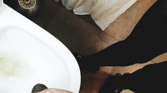 My Hot Witch Next Door Helping me by Holding Cock while I Peeing into Bathroom