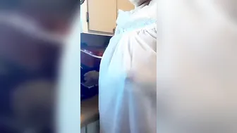 Gown porn video – Old woman into transparent old lady night gown natural breasts