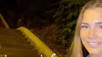 Super Sexy cunt with mouth blowing big cock on a famous outside place