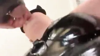 pvc bitch soaked inside nasty piss and throated