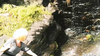 Goddess Blonde milf Smokes Public while Stranger Watches