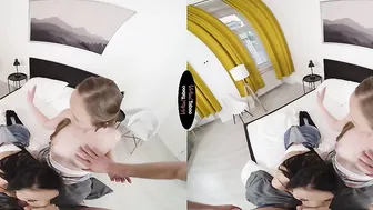 2 girls 1 huge fat penis inside VR porn