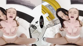 2 girls 1 huge fat penis inside VR porn