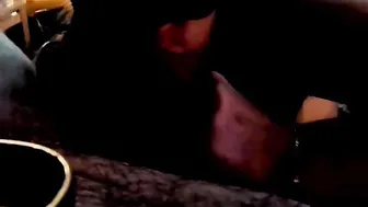 Agnieszkase kneels to suck inside the dark