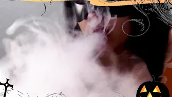 Sensual Witch Blow Smoke suck Pvc Cock and Masturbate at Halloween Night