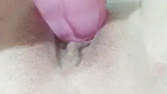 rough fucking with a toy inside the restroom.close-up. cumming