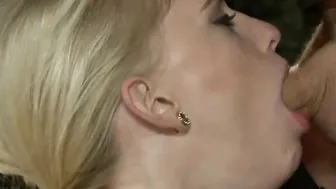 Clamped nose blond banged into mouth