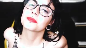 Inked Hispanic milks fat penis while gets fingering