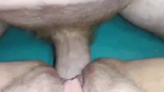 Spurting my Sloppy Load in her already Dripping Twat