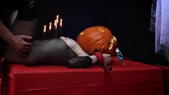 Anal Pumpkin Pounded - Haloween Blows.... into a Voluptuous way - Painfull Cunt to Booty Screwed - Close up Cream