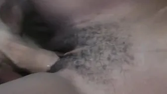 Close up black plowed and creampied by gigantic white penis